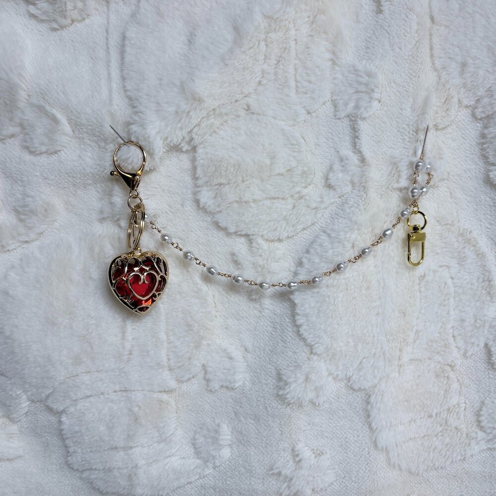 Red Heart Filigree Bag Charm